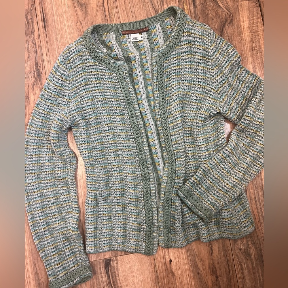 Peruvian Connection Green and Blue Cardigan